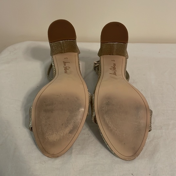 Sam Edelman Yaro Glittery Open Toe Strap Block Heels in Jute Glam Mesh Size 6.5 - Picture 7 of 12